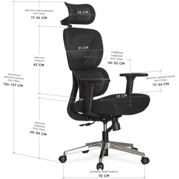 Фото - Крісло офісне Mealux D1 Air Fabric Black (HF-D1 F/B)